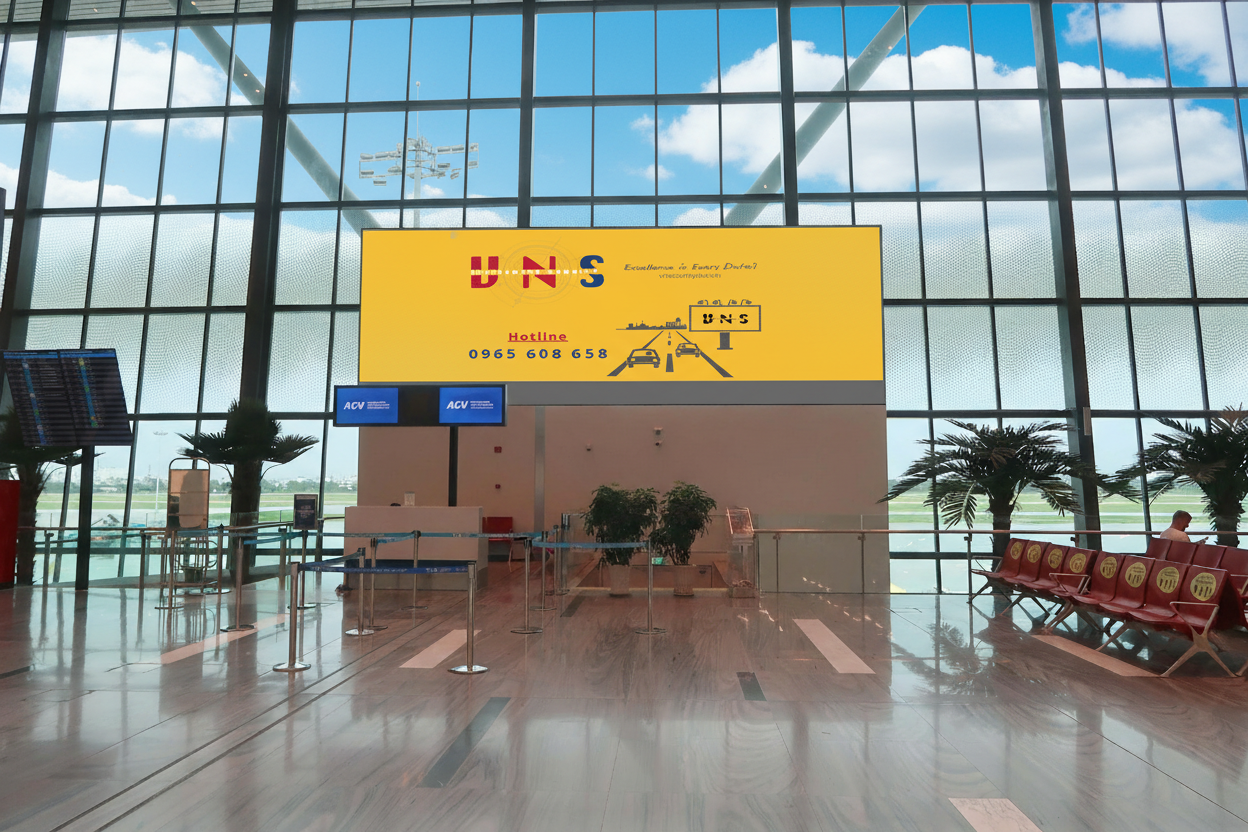 Màn hình Led khu vực sau quầy boarding gate Phòng chờ ga đi